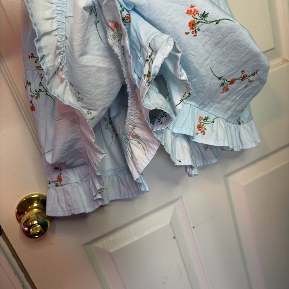 Wild Fable Light Blue Floral Romper Square Neck Sleeveless Button Ruffle XXS - Picture 5 of 8